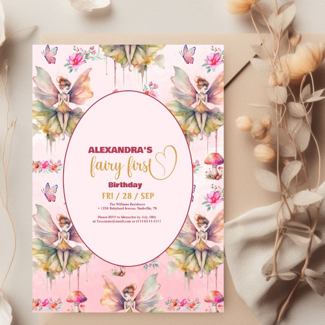 Fairy First Girl's 1st Birthday Invitation (Creator Uploaded)