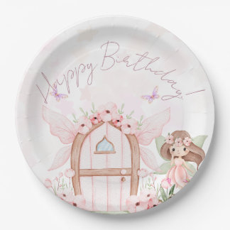 Fairy First Girl's 1st Birthday Party Custom Paper Plate