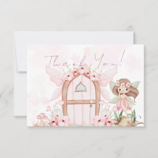 Fairy First Girl's 1st Birthday Party Custom Thank You Card