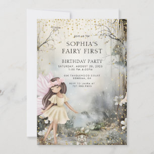 Fairy First Girl's Birthday Enchanted Forest Invitation