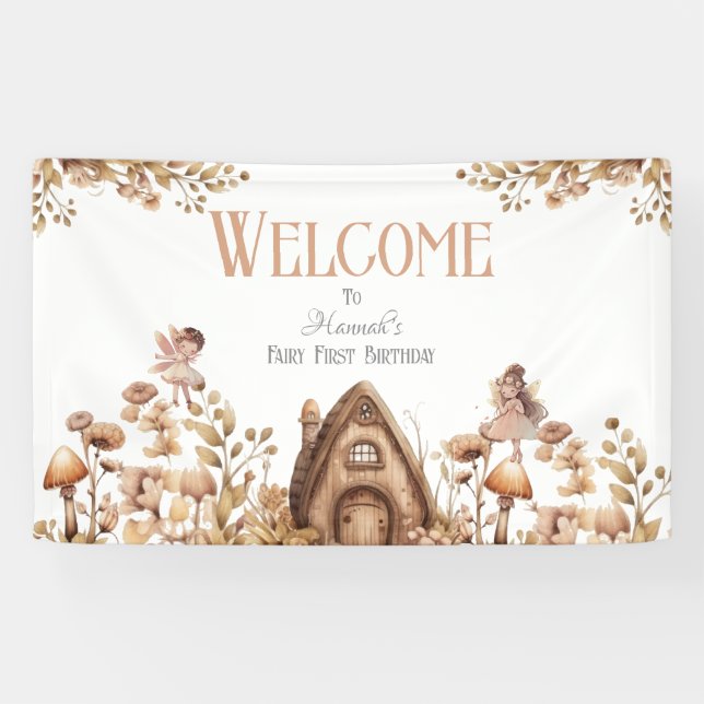 Fairy First Magic Boho Birthday Banner (Horizontal)