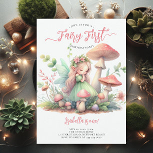 Fairy First Magical Garden Girls 1st Birthday Invitation