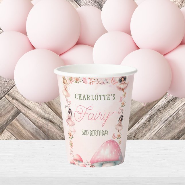 Fairy First Mushroom House Pink Birthday Paper cup (Creator Uploaded)
