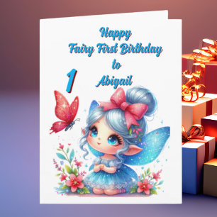 Fairy First Photo Girly Kids Birthday Greeting Card