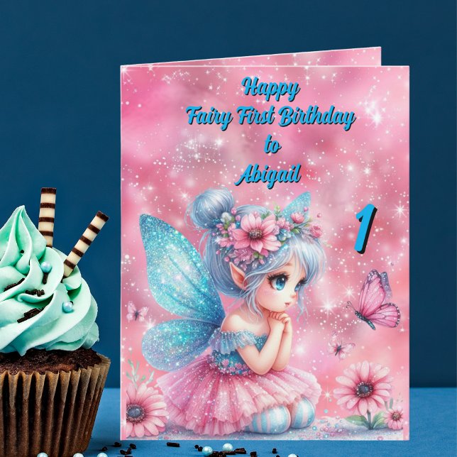 Fairy First Photo KIds  BIrthday Greeting Card (Creator Uploaded)