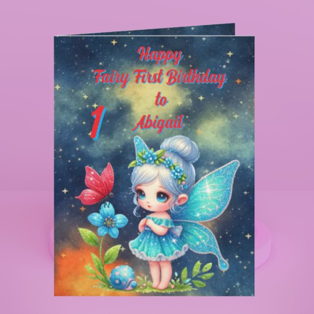 Fairy First Photo KIds  BIrthday Greeting Card (Creator Uploaded)