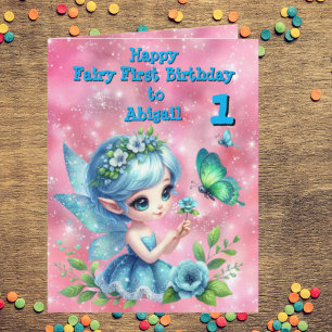 Fairy First Photo KIds BIrthday Greeting Card