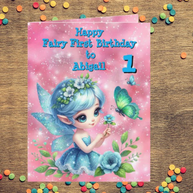 Fairy First Photo KIds  BIrthday Greeting Card (Creator Uploaded)
