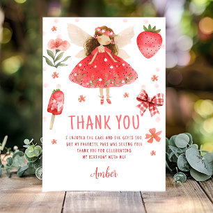 Fairy First Strawberry Fairy Birthday  Thank You Card