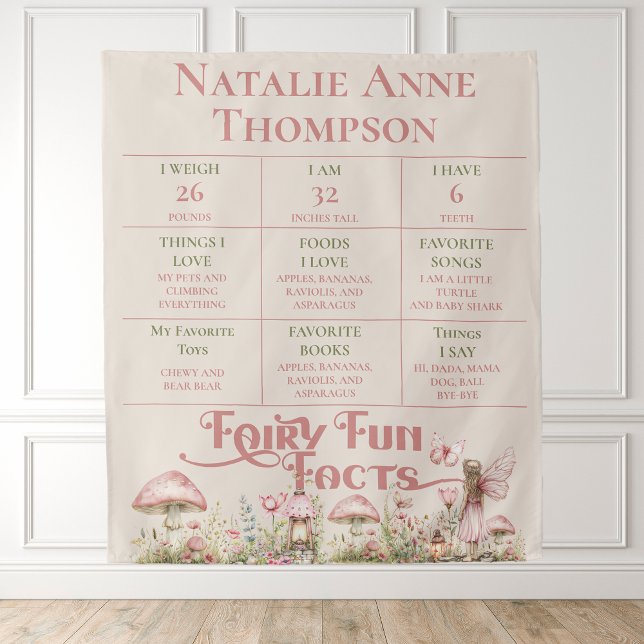 Fairy First Theme Girl's 1st Birthday Milestone Tapestry (Creator Uploaded)