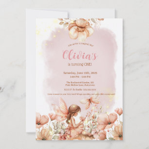 Fairy First Theme Girl's 1st Birthday Party Custom Invitation