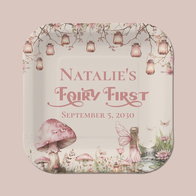 Fairy First Theme Girl's 1st Birthday Party Custom Paper Plate (Creator Uploaded)