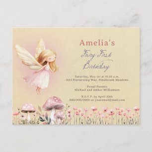 Fairy First Theme Girl's 1st Birthday Party Custom Postcard