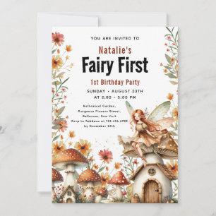 Fairy First Theme Girl's 1st Birthday Party Invitation