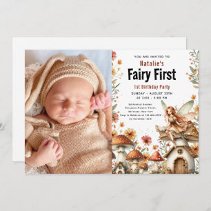 Fairy First Theme Girl's 1st Birthday Party Invitation