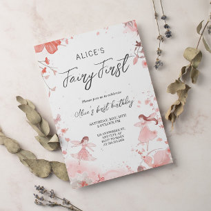 Fairy First Theme Girl's 1st Birthday Party  Invitation