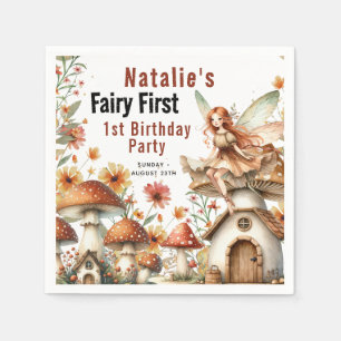 Fairy First Theme Girl's 1st Birthday Party Napkin