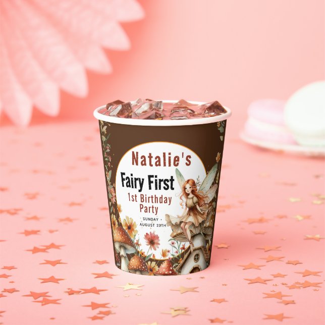 Fairy First Theme Girl's 1st Birthday Party Paper Cups (Insitu)