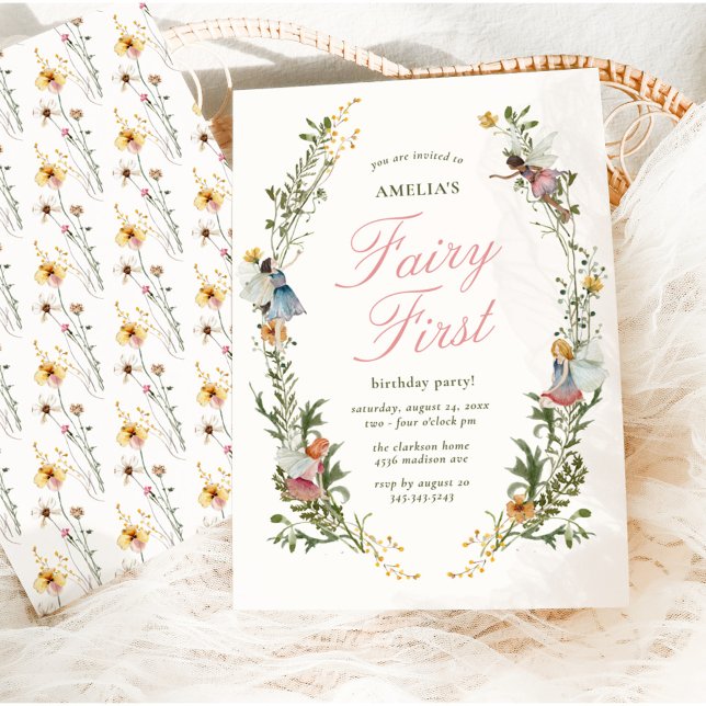 Fairy First Vintage Floral Birthday Invitation (Creator Uploaded)
