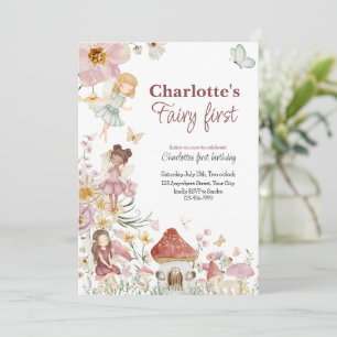 Fairy first whimsical Birthday invitation