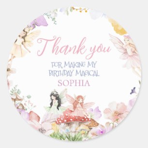 Fairy First Whimsical Birthday Party Classic Round Sticker