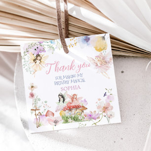 Fairy First Whimsical Birthday Party Square Favour Tags