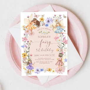 Fairy First Wildflower 1st Birthday Invitation