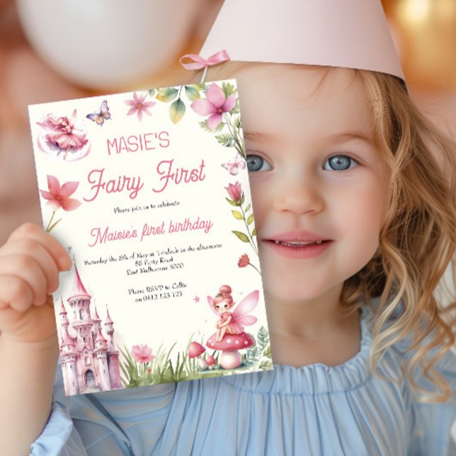 Fairy First Wildflower Watercolor 1st Birthday  Invitation (Creator Uploaded)