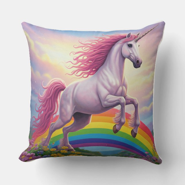 Fairy Flight Over the Falls Throw Pillow (Front)