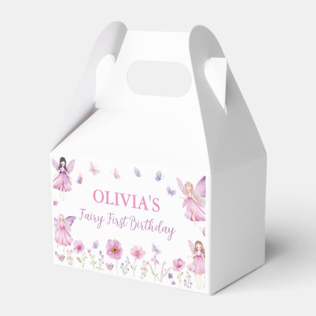 Fairy Floral Garden Butterfly Birthday Favour Box (Front Side)