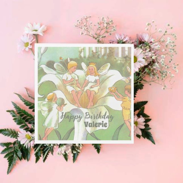 Fairy Floral Garden Enchanted Forest Girl Birthday Napkin (Creator Uploaded)