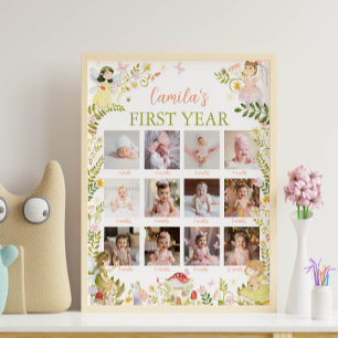 Fairy Floral Garden First Year Photo Milestone Poster