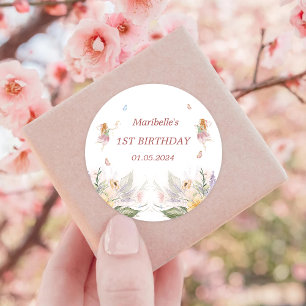 Fairy Floral Girl Birthday Party Classic Round Sticker