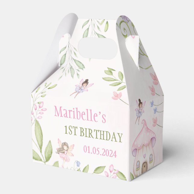 Fairy Floral Girl Birthday Party Favour Box (Front Side)