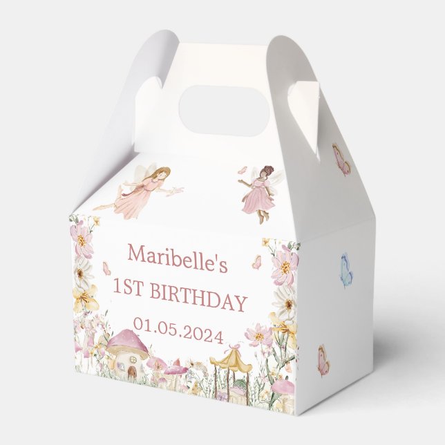 Fairy Floral Girl Birthday Party Favour Box (Front Side)