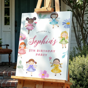 Fairy Floral Girl Birthday Party Welcome Sign