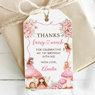 Fairy Floral Girls 1st Birthday Party Gift Tags