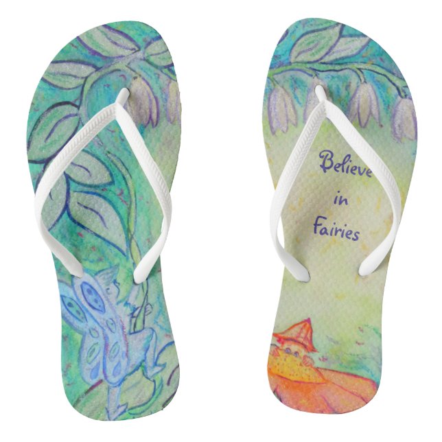 Fairy Flower Garden Custom Art Flip Flops (Footbed)