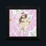 Fairy Flowers Girls Gift Box<br><div class="desc">A magical fairy against a flower backdrop ceramic tile fore a young girl's room. A place to store her jewellery and treasures.</div>