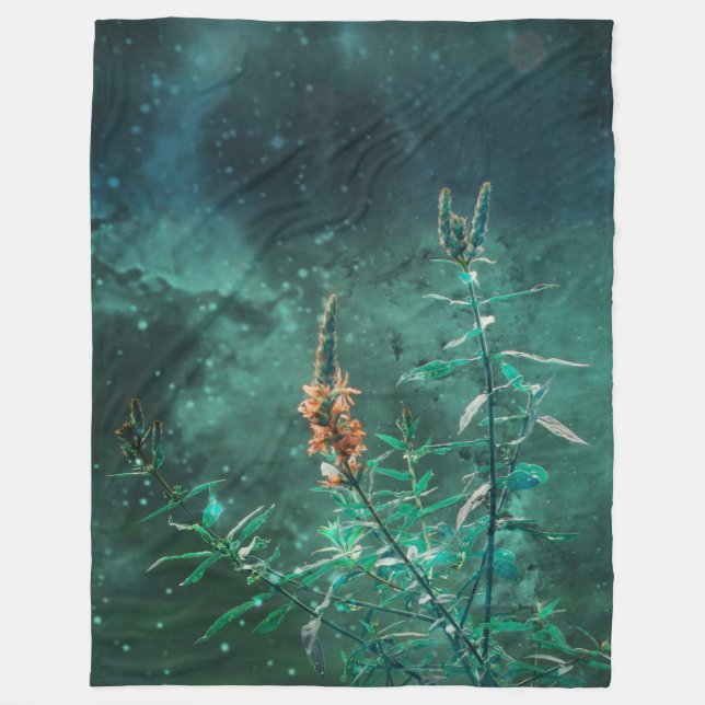 Fairy Flowers in the Jade Moonlight Fleece Blanket (Front)