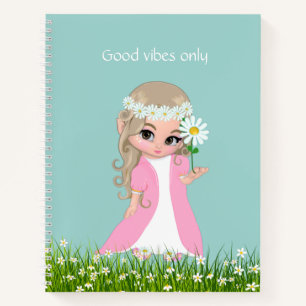 Fairy & Flowers on Light Blue Notebook