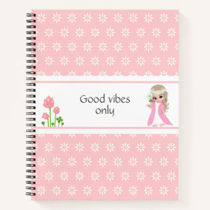 Fairy & Flowers on Light Pink Notebook