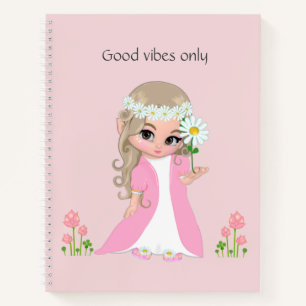 Fairy & Flowers on Light Pink Notebook