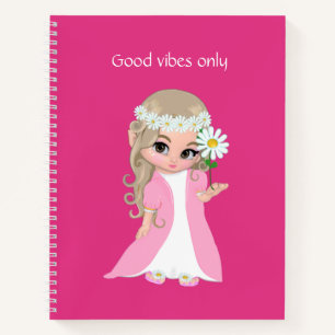 Fairy & Flowers on Vivid Pink Notebook