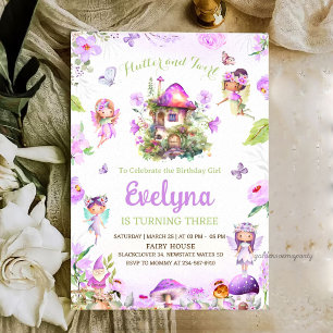 Fairy Flutter Twirly Purple Birthday Invitation