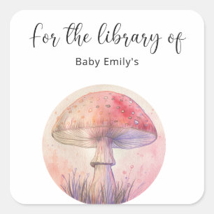 Fairy fly agaric - baby library square sticker