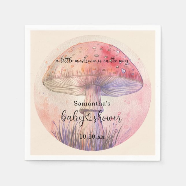Fairy fly agaric baby shower napkin (Front)