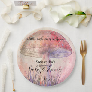 Fairy fly agaric baby shower paper plate