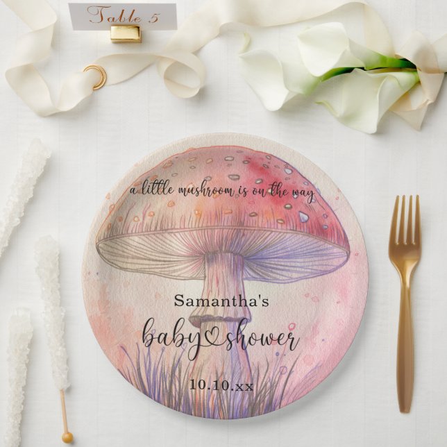 Fairy fly agaric baby shower paper plate (Wedding)
