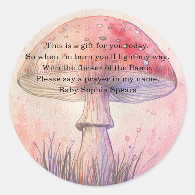 Fairy fly agaric - prayer candle sticker (Front)